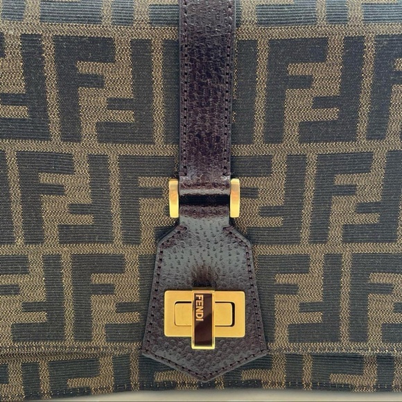 Fendi Bag Zucca Vitello Classic No. 1 Satchel Tobacco Moro Crossbody Top handle - Picture 5 of 17